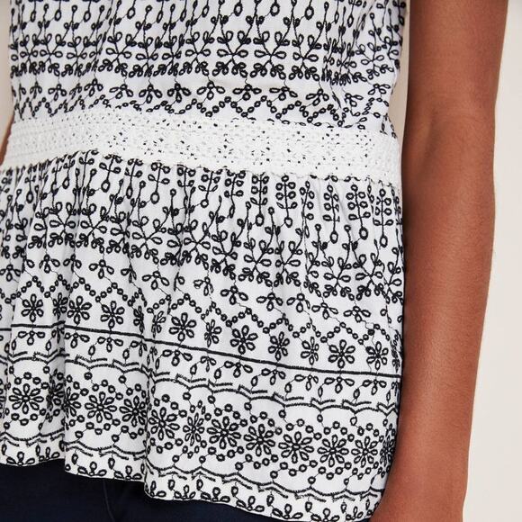 Anthropologie Ivory Cammie Embroidered Peplum Top - Picture 14 of 16